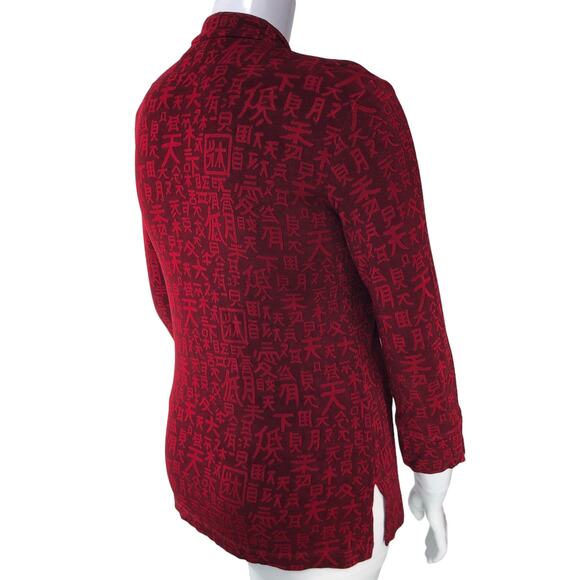 Chicos Travelers Womens Size 1 US 8 Jacket Chinese Kanji Mandarin Collar Slinky - Picture 8 of 15